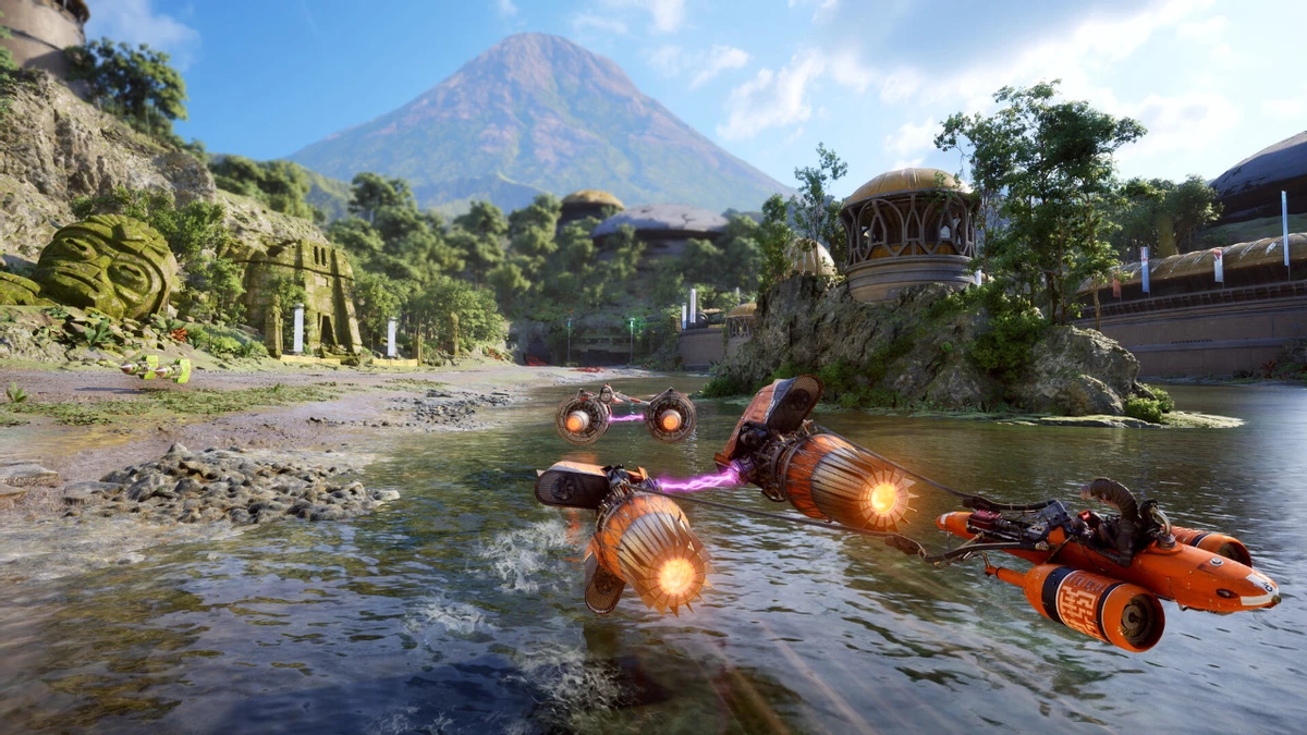 In Star Wars: Galactic Racer, landspeeders can explode from overheating