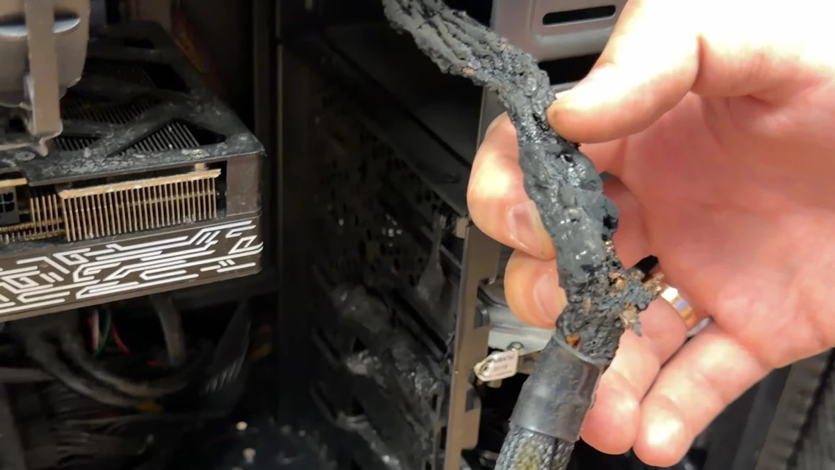 The price for debauchery — the RTX 5070 destroyed the 16-pin power cable of a user who mistreated it